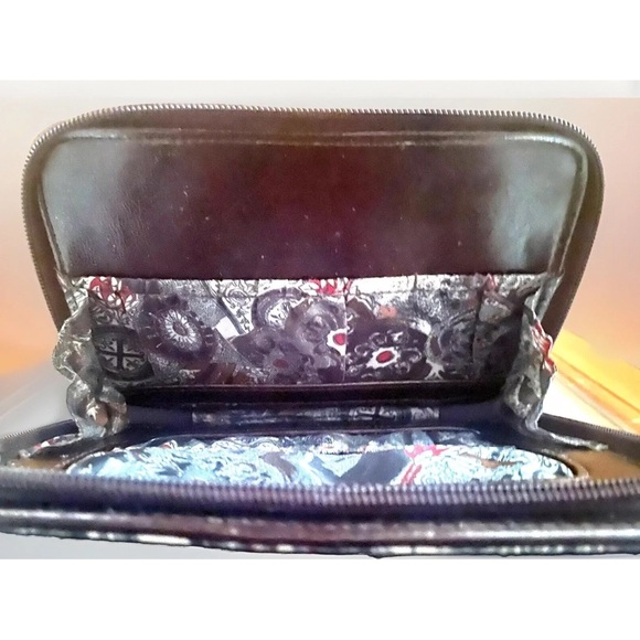 🌹BELLE ROSE🌹 CROC EMBOSSED LEATHER MULTI COMPARTMENT ORGANIZER CROSSBODY BAG - Picture 13 of 14